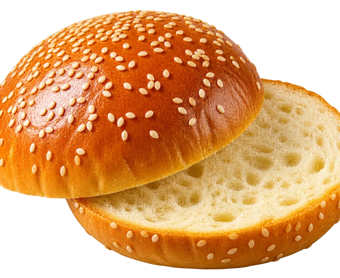 Halbiertes Sesam-Briochebrötchen
