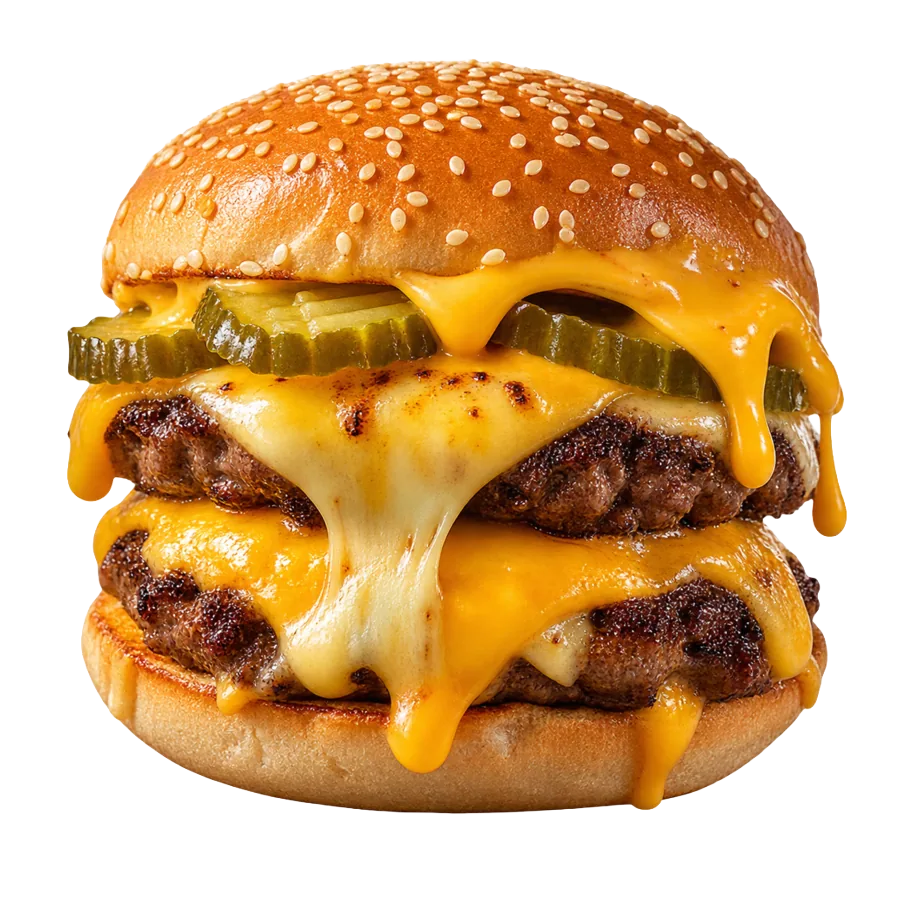 Smash Burger mit dreifachem Käse und Käsesauce