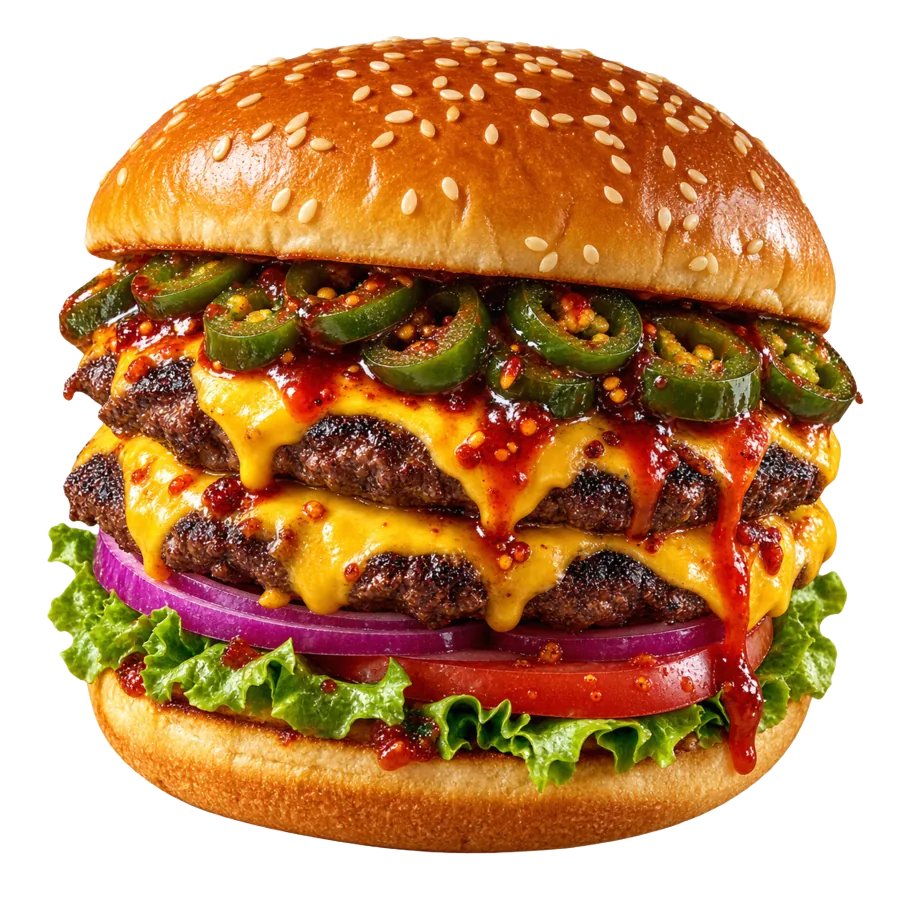 Scharfer Smash Burger mit Jalapeños