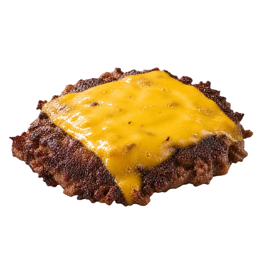 Einzelne Frikadelle mit geschmolzenem Käse