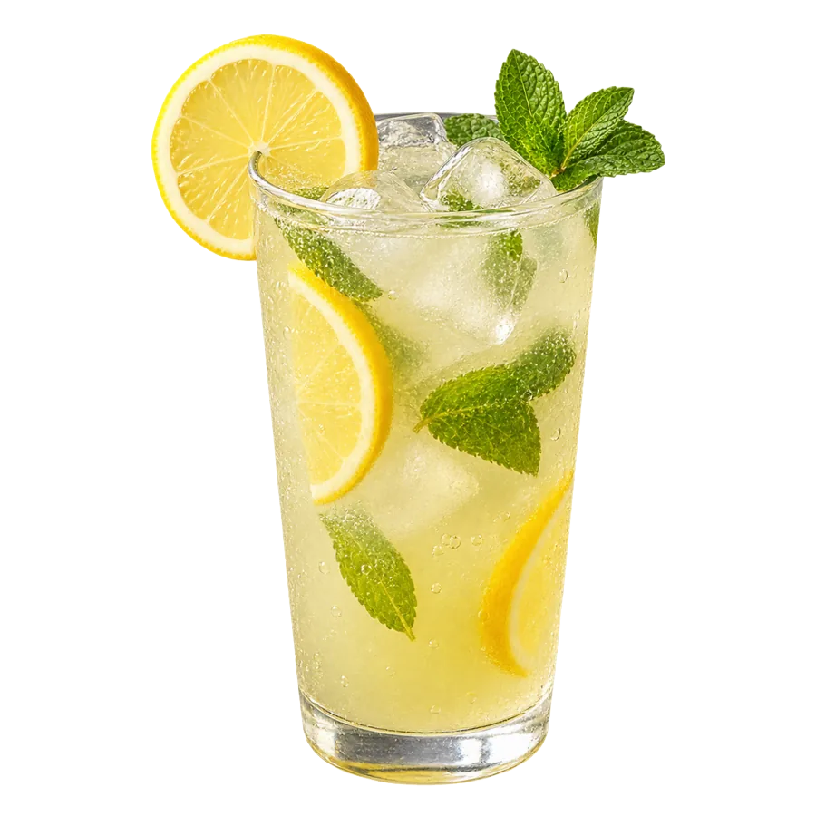 Glas hausgemachte Zitronenlimonade mit Minze